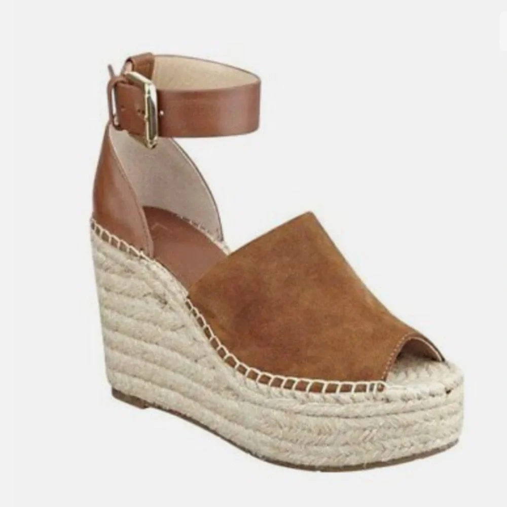 New Marc Fisher Adalyn Espadrille Platform Wedge Boho Sandal with Ankle Strap